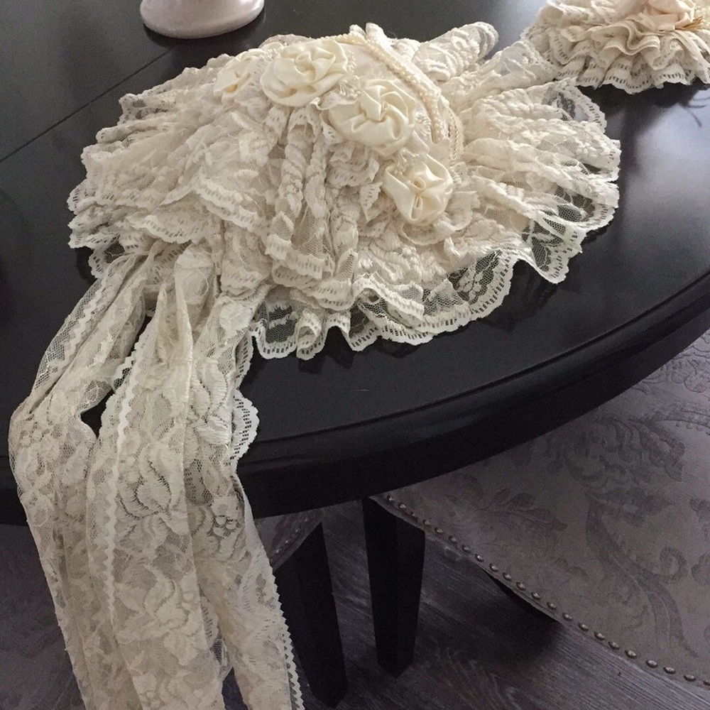 Victorian/Shabby Chic Lace Hat and Hat Stand